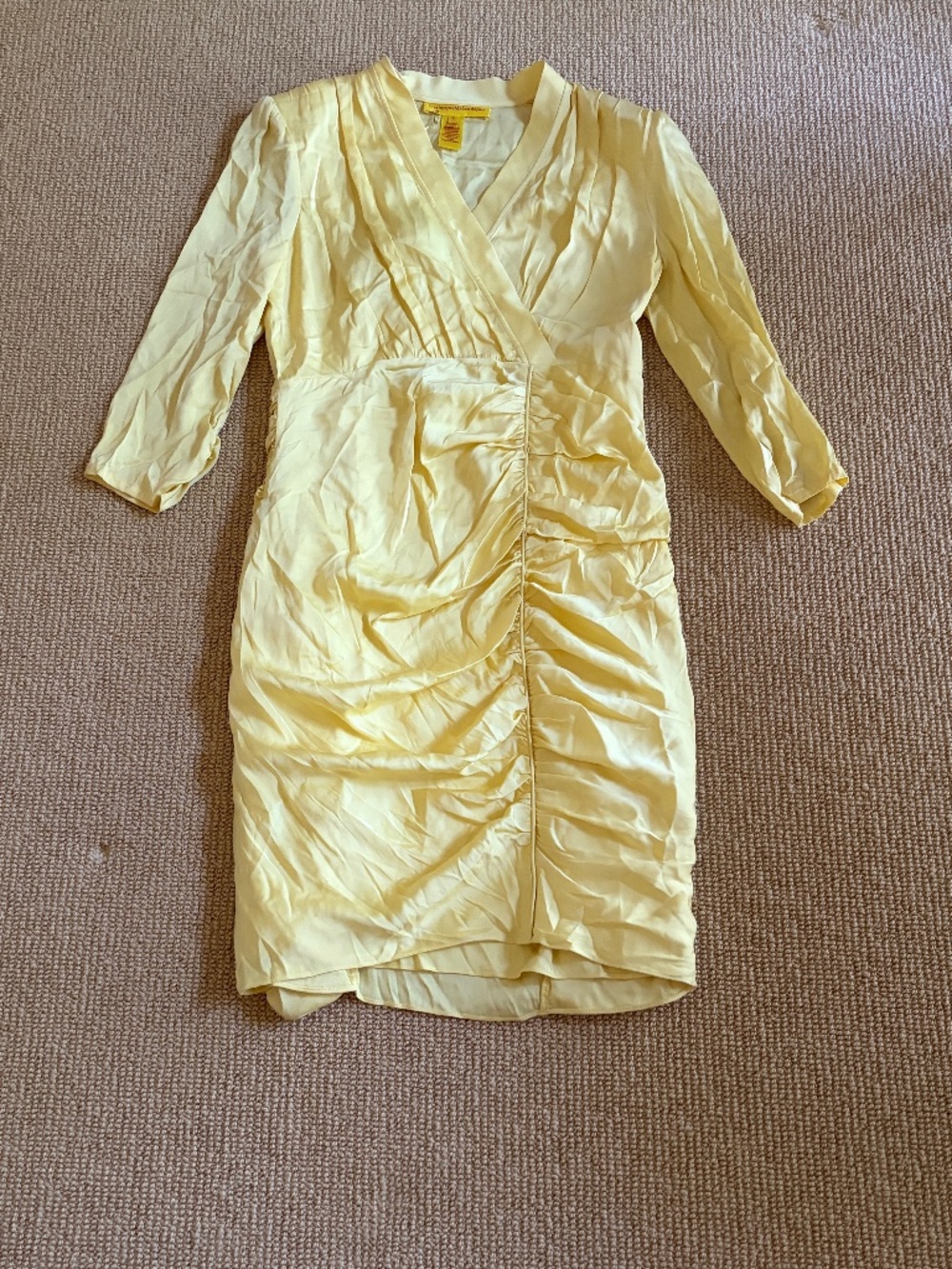 Women's Catherine Malandrino Ruched Yellow Dress, Size 8 NWT